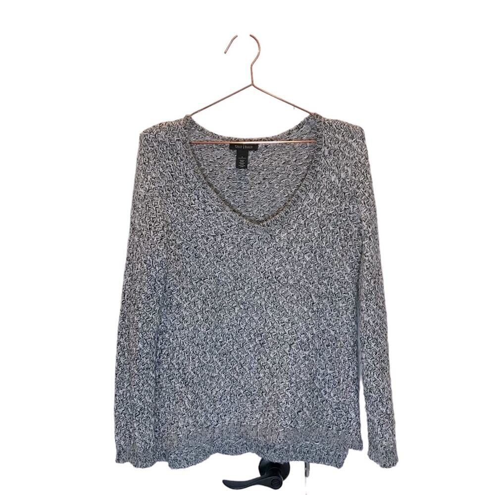 White House Black Market chunky knit gray and white Sweater size small